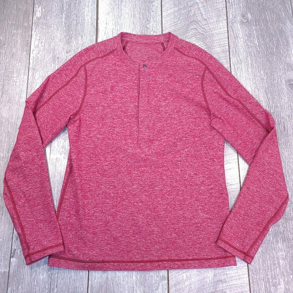 lululemon athletica Other - Lululemon Shirt Mens Small Surge Henley Red Long Sleeve Performnace Top